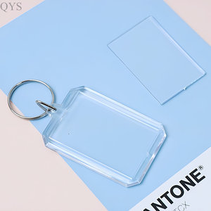 QYS Double Sided <b>Blank</b> Picture Acrylic Keychain Personalised Photo Key Fob Holder with Split <b>Ring</b> for Insert Photo - Product Image 3