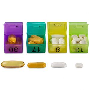 Boîte de rangement hebdomadaire 31 jours AM/PM avec grands compartiments pour vitamines, compléments et médicaments – Organisateur de pilules de voyage - Product Image 4