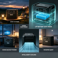 Station d'alimentation portable LiFePO4 2560Wh, générateur solaire à onde sinusoïdale pure 2400W avec panneau solaire et chargeur voiture pour la maison, le camping et les activités de plein air