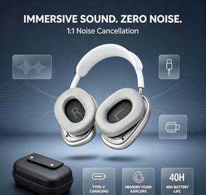 Original MAX Duplicated Wireless Overhead Earphone ANC Noise Reduction Blue Tooth <strong>Headset</strong> Built 400mAh Battery Game Headphone - Product Image 4