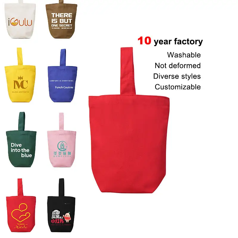 Фабричная компактная портативная ручная Подарочная маленькая Холщовая Сумка для покупок с логотипом, цветная хлопковая ручная сумка-тоут