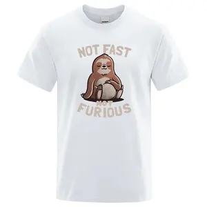 ไม่เร็วไม่โกรธ Kawaii Sloth พิมพ์เสื้อผ้าผู้ชายStreetเสื้อยืดขนาดใหญ่ผ้าฝ้ายBreathable Streetwearความคิดสร้างสรรค์เสื้อยืด