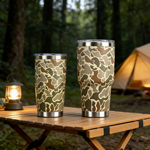 Bulk 30oz Camo Stainless Steel Tumbler Double Wall Vacuum Insulated Travel Mug with Lid for <b>Coffee</b> - Product Image 4