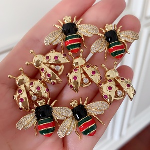 BD-B7218 nuovo orecchino coccinella accessori gioielli scarabeo insetti volanti oro placcato 18K <span class=keywords><strong>orecchini</strong></span> a bottone zircone per donna - Product Image 3