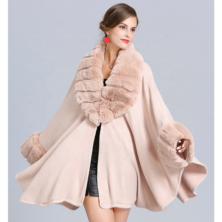 New Collection High Quality Winter Warm Blanket Elegant Luxury Lady Women Poncho Fur Shawls