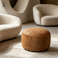 Pouf ottoman compressible en daim Newlanston moderne avec motif soleil couchant, repose-pieds rond rembourré pour salon et chambre à coucher