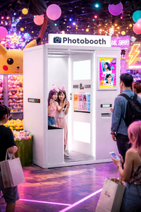 Cabina de Fotos Todo en Uno con Pantalla Táctil y Cámara DSLR Encerrada de Estilo Nórdico, Alto Retorno de la Inversión, para Alquiler en Bodas y Eventos - Product Image 4