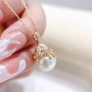 Accessoires 31408DIY, pendentif en argent S925 avec perles rondes de 11-13 mm, support vide pour cache-cernes, collier en jade, perles en vrac 31408DIY - Product Image 3