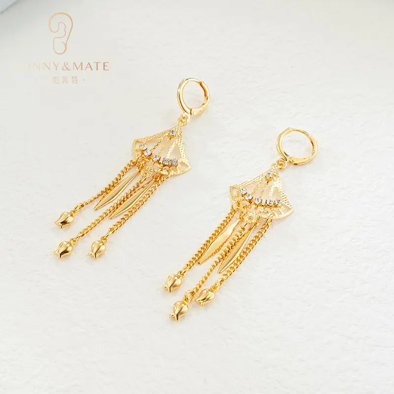 Bohemian ethnic style fan-shaped European and American elegant earrings hollow geometric earrings 18k gold-plated earrings