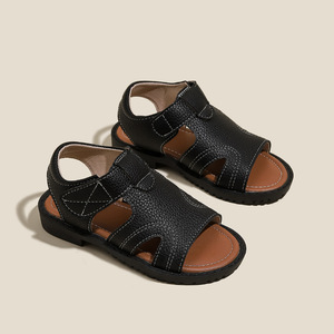 Sandales plates décontractées d'été en cuir pour enfants, personnalisables, pour garçons et bébés, anti-dérapantes, vente en gros - Product Image 6