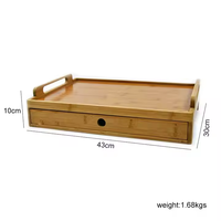 Plateau de service alimentaire rectangulaire en bambou écologique de haute qualité avec tiroir coulissant Accessoires de décoration de cuisine pour table basse