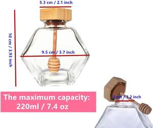 Bocaux hexagonaux vides pour miel avec bouchon en bois, emballage en verre de qualité alimentaire, pots scellés, pots hexagonaux pour miel - Product Image 2