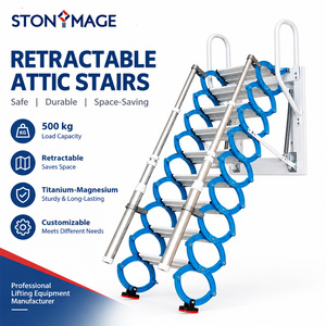 Escalera retráctil eléctrica para ático, escalera plegable para sótano, escalera abatible con pasamanos para el hogar y el garaje - Product Image 1