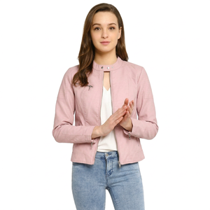 Chaqueta Minimalista de Cuero Genuino Premium para Mujer - Chaqueta de Cuero Elegante con Cuello Alto para Otoño e Invierno - Product Image 1