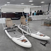 Planche à pagaie gonflable double couverte portable, catamaran à pédales, rangement facile, E-catamaran, planche à pagaie, bateau de pêche pour débutants