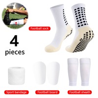 Chaussettes de football personnalisées avec grip sportif et protège-tibias avec sangles en Spandex/Polyester respirant et antidérapant
