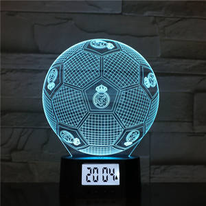 FC football forme 3d led illusion lumière refroidissement capteur intelligent <span class=keywords><strong>chevet</strong></span> veilleuse temps réveil <span class=keywords><strong>lampe</strong></span> pour garçons - Product Image 1