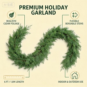 Guirlande <span class=keywords><strong>de</strong></span> <span class=keywords><strong>Noël</strong></span> Artificielle Ultra-Longue LILISAURA 1,80 m (840 Aiguilles) pour Intérieur/Extérieur, Décoration <span class=keywords><strong>de</strong></span> Cheminée, Rampe d'Escalier, Porte - Product Image 3