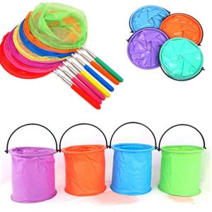 Épuisette télescopique pliable colorée pour attraper les insectes, filet de pêche avec seau - Product Image 1