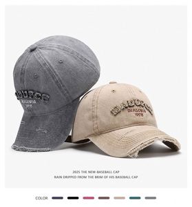 Casquette de baseball unisexe vintage 6 panneaux en coton délavé, style américain, respirante, avec broderie 3D de lettres, nouvelle collection printemps, tendance - Product Image 1