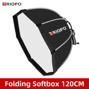 Support de boîte à lumière octogonale pliable Triopo <span class=keywords><strong>Ks120</strong></span> de 120 cm avec poignée pour flash Godox Yongnuo - Product Image 6