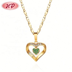 Luxury <b>Bridesmaid</b> Heart-Shaped Green Zirconia 18K Gold Plated Necklace and Earrings <b>Jewelry</b> <b>Set</b> for Women Wedding & Party - Product Image 5