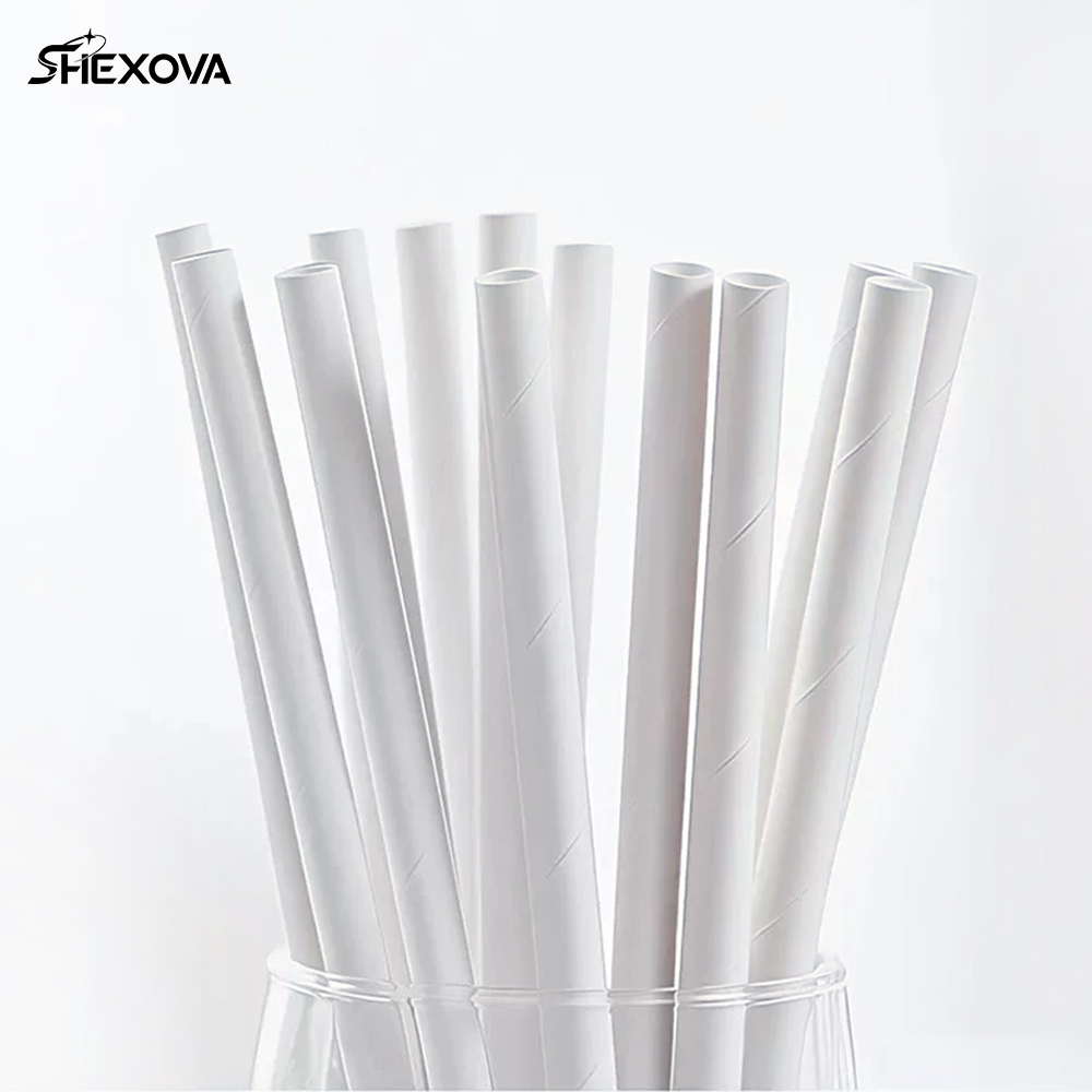 Eco- Friendly Customized Compostable Individually Wrapped Paper Drinking Straws Coffee Juice Straight Kraft Paper Straws