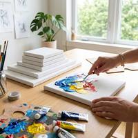 Toiles vierges en gros, panneaux de peinture en coton pré-encollés, multi-tailles pour projets artistiques