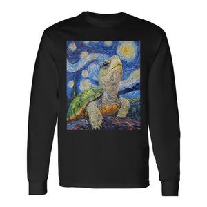 T-shirt à manches longues avec motif tortue style Van Gogh Starry Night - Product Image 1