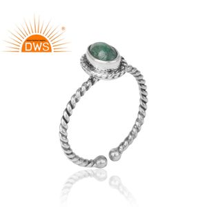 Anillo de Esmeralda Natural Hecho a Mano en Plata de Ley 925 Oxidada, Anillos Antiguos, Proveedor de Joyería - Product Image 2