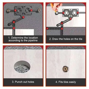 Cabezal de posicionamiento de 12 pliegues, regla <span class=keywords><strong>multi</strong></span>ángulo de aleación de aluminio, regla de medición para localizador, guía de taladro, orificio para azulejo - Product Image 4