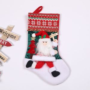 White Christmas <b>Stocking</b> with Cute Navidad Cartoon Design Reusable Gift Bag for Holiday Decoration and <b>Kids</b> Family - Product Image 3