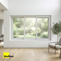 Fenêtre coulissante double Hoffen Pro en alliage d'aluminium et PVC, 180x110, blanche, avec moustiquaire, étanche et isolante thermiquement, pour extérieur