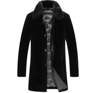 Wholesale Natural Sheep Fur Coat Custom Winter Warm Long Fur Coat Classic Style Luxury Mens Fur Coats