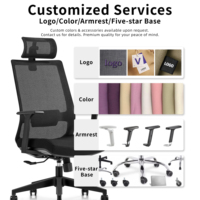 Chaise de bureau ergonomique moderne et confortable avec appui-tête réglable, accoudoirs fixes, design pivotant en maille pour la maison, le bureau et l'école