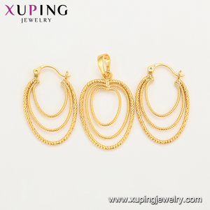 65813 <span class=keywords><strong>xuping</strong></span> Juego de Joyería de Oro de 1 Gramo, Estilo Indio, Aros y Colgante, Oro de Dubái de 24k para Mujer - Product Image 4