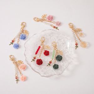 Hot Flower Keychain <b>Chain</b> Tassel Rose Pendant Rose <b>Key</b> <b>Chains</b> Flower <b>Key</b> Ring for Women Girls Purse Bag Charm Accessories Decor - Product Image 2