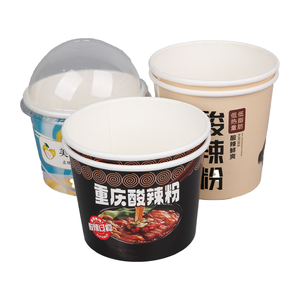 Boîtes et récipients alimentaires en papier avec couvercles ventilés à emporter bols à soupe chauds tasses à crème glacée en papier kraft jetables - Product Image 1