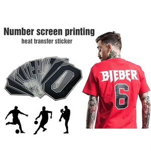 Plastisol Nhiệ<span class=keywords><strong>t</strong></span> Báo Chí <span class=keywords><strong>t</strong></span>ên và số nhãn chuyển in ấn Áo Bóng Đá đồng phục chữ bán buôn - Product Image 2