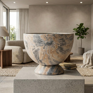 Pots de fleurs en fibre de verre sculptés à la main, design rustique style ferme, durables, légers, écologiques, de haute qualité - Product Image 1