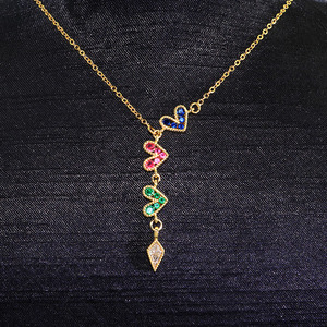NZ1347-Mini colgante de corazón de amor para mujer, Collar chapado en oro de 18k, color arcoíris, 2022 - Product Image 1
