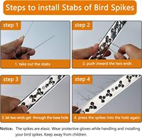 Piques anti-oiseaux en acier inoxydable 304, dissuasives contre les pigeons, 25 cm, 33 cm, 50 cm, pour la lutte antiparasitaire extérieure sur toits et murs