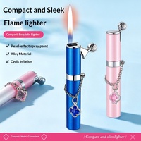 Briquet rechargeable en alliage, style machine circulaire, à allumage rapide, flammes réglables, corps métallique mini élégant ; Parfait
