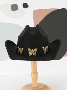 Men's Women's Retro Western Cowboy <b>Hat</b> Vintage Felt Printed Butterfly Personalized Party Jazz Cowboy <b>Hats</b> - Product Image 6