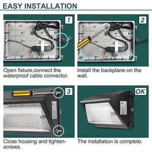 Luz de seguridad para exteriores de 100W con cubierta de vidrio 13,000LM Luz diurna 5000K ETL 120-277V Casa Dusk Dawn Paquete de pared Sensor de fotocélula - Product Image 4