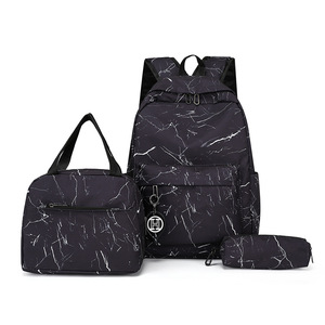 Casual Solid Color Classic Bulk <b>Backpack</b> Single Shoulder Pencil case Three Piece Set Student <b>Backpack</b> - Product Image 5