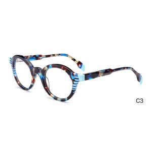 Marco de gafas de acetato Unisex de moda de retazos Multicolor Retro americano europeo Marco óptico de personalidad literaria transfronteriza - Product Image 3