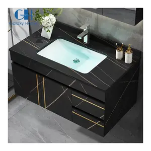 Vanité de Cabinet bon marché personnalisée de 100cm avec le lavabo de miroir pour la vanité de salle de bains d'hôtel