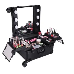 专业拉杆箱带轻化妆箱移动梳妆台时尚制造商定制化妆师行李箱