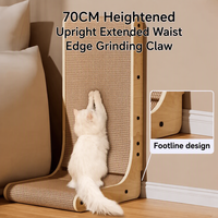 Griffoir pour chat en forme de L, XL, pour usage intérieur, 70 cm, durable, sans poussière, en carton ondulé épaissi, protège le canapé